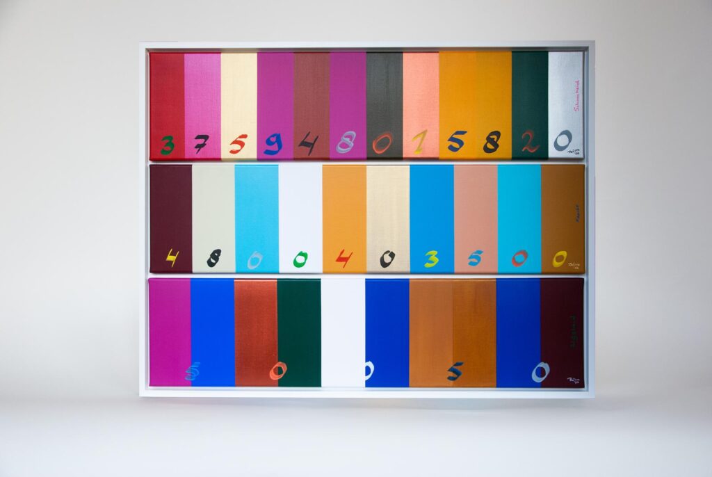 wijsheid kracht schoonheid schilderij kunst kleur streepjescode